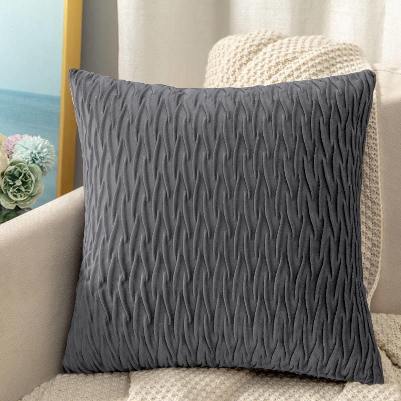 Poszewka Dekoracyjna Welle 40x40 Ciemna Szara Pikowana-2