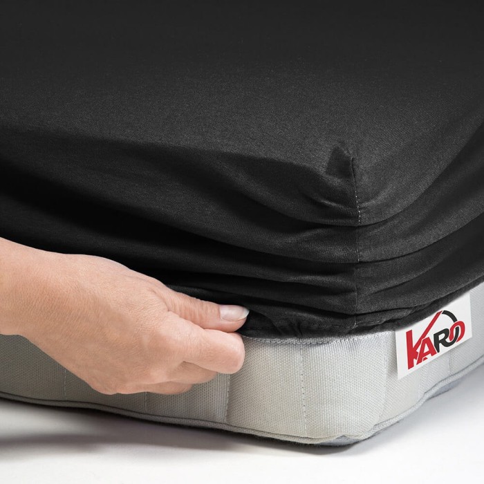 1674Prześcieradło jersey z gumką 160x200 czarne 044 grube 150g/m2 KARO-2