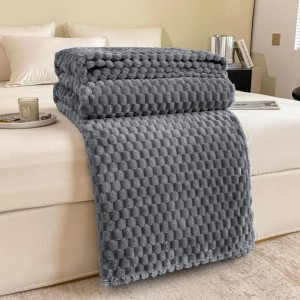 Koc Mikrofibra Tłoczony HONEY 160x200 Ciemny Szary