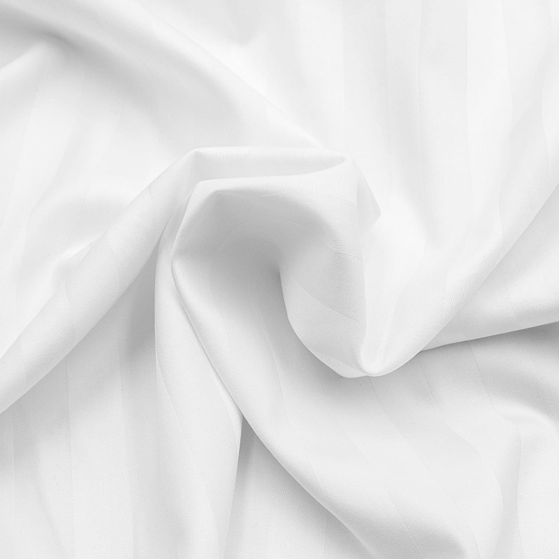 32783Pościel bambusowa 160x200 biała paski satyna bawełniana jednobarwna 2 poszewki 70x80 Bamboo 23-5