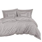 Pościel bambusowa 160x200 szara paski satyna bawełniana jednobarwna Bamboo