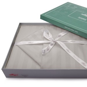 32784Pościel bambusowa 160x200 szara paski satyna bawełniana jednobarwna 2 poszewki 70x80 Bamboo 23-6