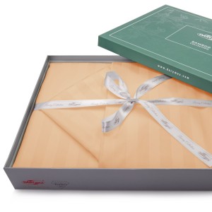 32788Pościel bambusowa 160x200 beżowa paski satyna bawełniana jednobarwna 2 poszewki 70x80 Bamboo 23-6