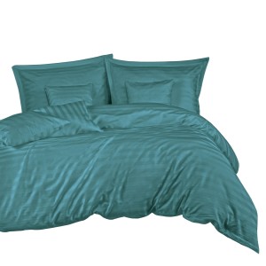 32805Pościel bambusowa 140x200 turkusowa paski satyna bawełniana jednobarwna poszewka 70x80 Bamboo 23-1