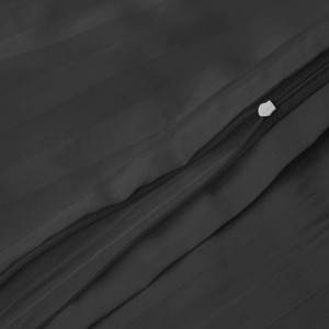 32806Pościel bambusowa 140x200 czarna paski satyna bawełniana jednobarwna poszewka 70x80 Bamboo 23-4