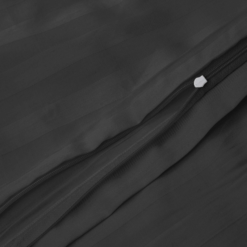 32806Pościel bambusowa 140x200 czarna paski satyna bawełniana jednobarwna poszewka 70x80 Bamboo 23-4