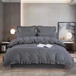 Pościel 160x200 z falbanką ciemna szara Iris 04