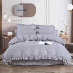 Pościel 160x200 3cz z falbanką jasna szara Iris 09