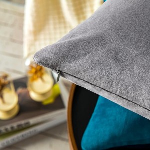 Poszewka Dekoracyjna 40x40 Gładka Welur Szara Jasna-4