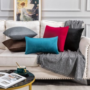 Poszewka Dekoracyjna 40x40 Gładka Welur Szara Jasna-5