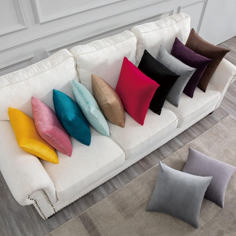 Poszewka Dekoracyjna 40x40 Gładka Welur Szara Jasna-6