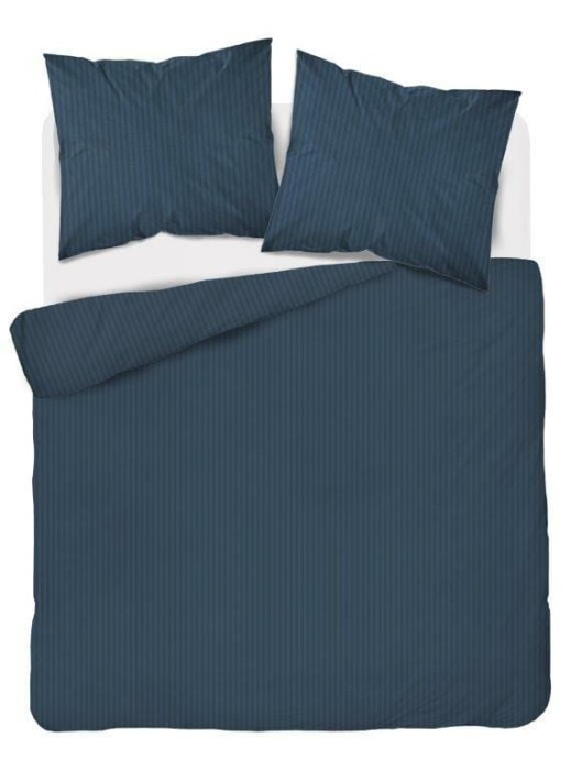 32872Pościel adamaszkowa 160x200 denim granatowa jednobarwna paski 1 cm Pure-1