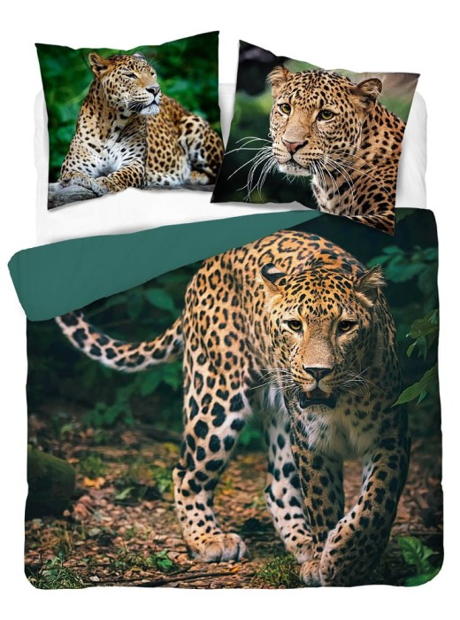 Pościel bawełniana 160x200 gepard zielona Holland-1