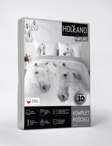 Pościel bawełniana 160x200 konie biała Holland-6