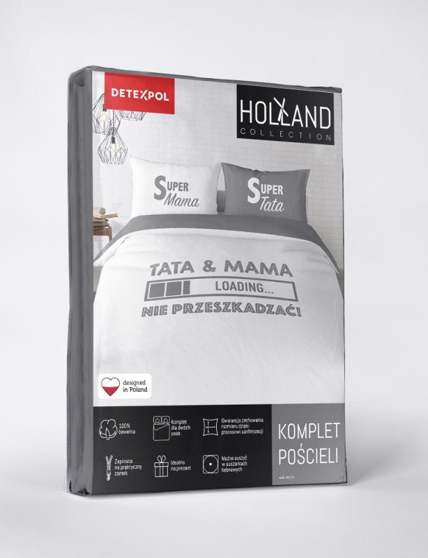 Pościel bawełniana 160x200 nie przeszkadzać tata & mama Holland-7