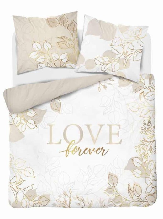 Pościel bawełniana 160x200 Love forever beżowa Holland-1