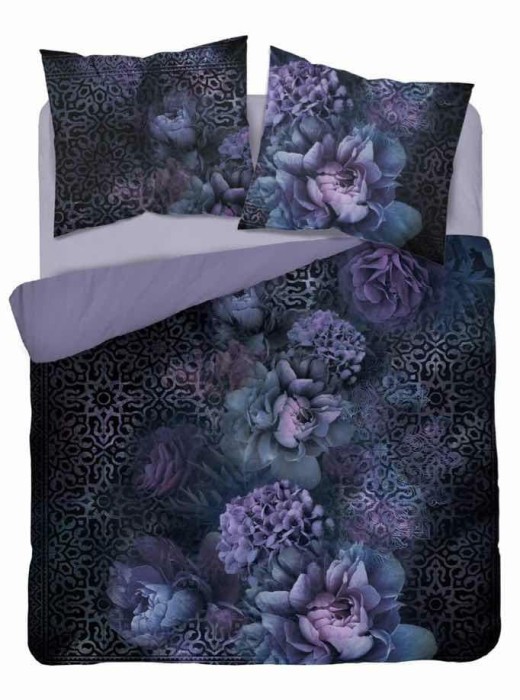 Pościel bawełniana 160x200 kwiaty rozeta fioletowa Holland-1