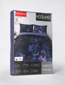 Pościel bawełniana 160x200 kwiaty rozeta fioletowa Holland-5