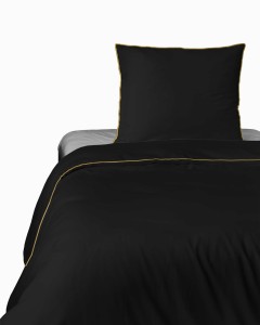 Pościel satynowa 140x200 Mako Satin 62 czarna z lamówką-2