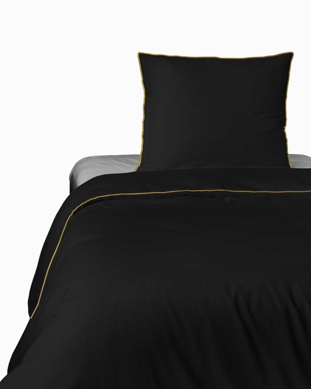 Pościel satynowa 140x200 Mako Satin 62 czarna z lamówką-2