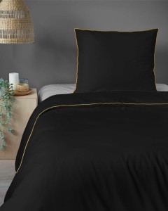 Pościel satynowa 140x200 Mako Satin 62 czarna z lamówką-4