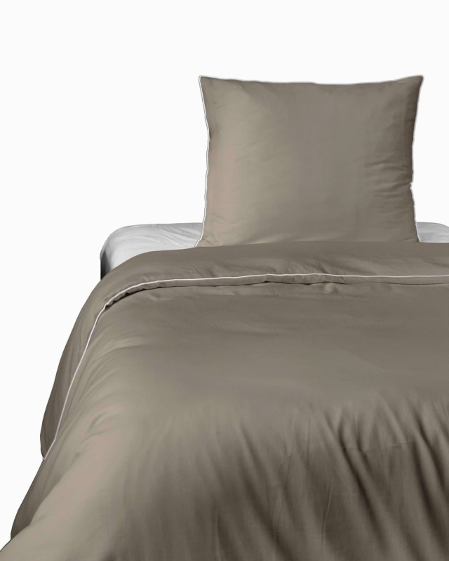 Pościel satynowa 140x200 Mako Satin 62 beżowa ciemna z lamówką-2