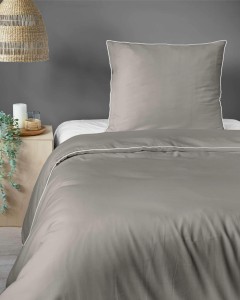 Pościel satynowa 140x200 Mako Satin 62 beżowa z lamówką-4