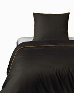 Pościel satynowa 140x200 Mako Satin 62 brązowa z lamówką-2