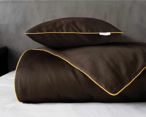 Pościel satynowa 140x200 Mako Satin 62 brązowa z lamówką-3