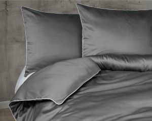 Pościel satynowa 160x200 Mako Satin 62 szara z lamówką-4