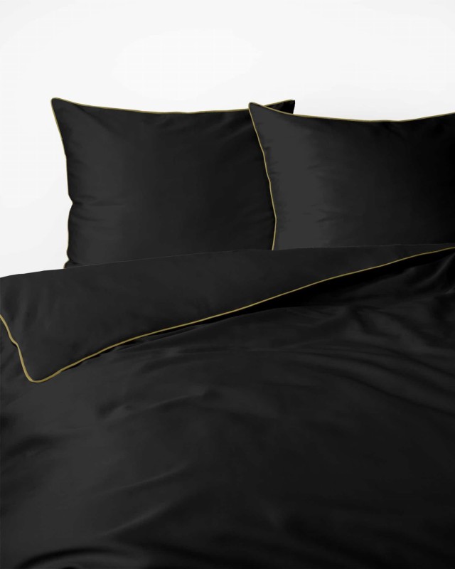Pościel satynowa 160x200 Mako Satin 62 czarna z lamówką-2