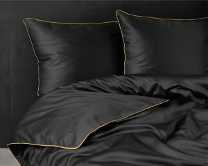 Pościel satynowa 160x200 Mako Satin 62 czarna z lamówką-4