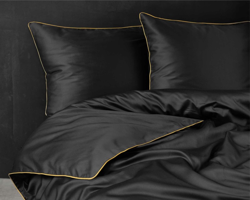 Pościel satynowa 160x200 Mako Satin 62 czarna z lamówką-4