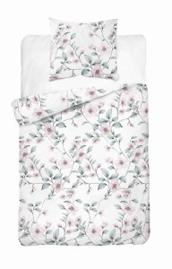 Pościel satynowa 140x200 Home Satin 80 kwiaty biała miętowa pudrowa-2