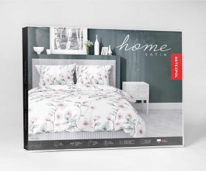 Pościel satynowa 140x200 Home Satin 80 kwiaty biała miętowa pudrowa-4