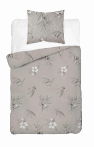 Pościel satynowa 140x200 Home Satin 80 kwiaty beżowa ciemna-2