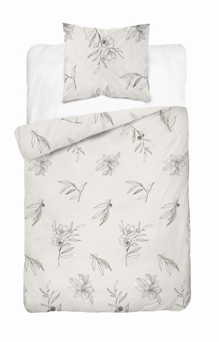 Pościel satynowa 140x200 Home Satin 80 kwiaty kremowa-2