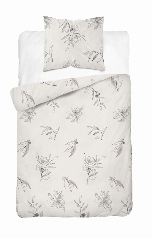 Pościel satynowa 140x200 Home Satin 80 kwiaty kremowa-2