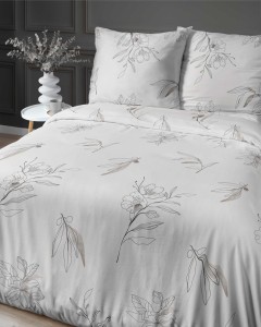 Pościel satynowa 140x200 Home Satin 80 kwiaty kremowa-3