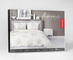 Pościel satynowa 140x200 Home Satin 80 kwiaty kremowa-4