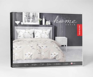 Pościel satynowa 160x200 Home Satin 80 kwiaty beżowa-4