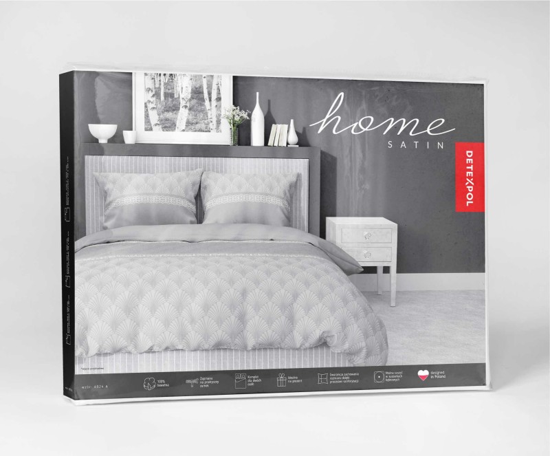 Pościel satynowa 140x200 Home Satin 81 szara glamour-4