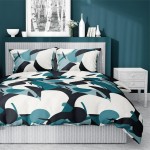 Pościel satynowa 160x200 Home Satin turkusowa biała geometryczna