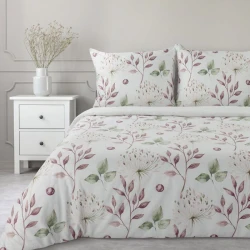 Komplet Pościeli Bawełnianej 220x200 Sonia 36 biała liście