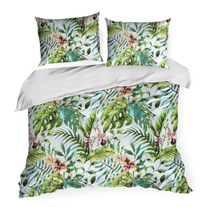 Komplet Pościeli Bawełnianej 220x200 Sonia 40 zielona ciemna liście-2