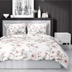 Pościel satynowa 220x200 Home Satin 80 kwiaty biała miętowa pudrowa