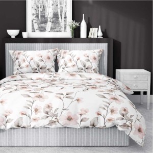 Pościel satynowa 220x200 Home Satin 80 kwiaty biała miętowa pudrowa-1