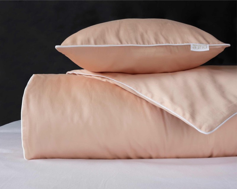 Pościel satynowa 160x200 Mako Satin 62 brzoskwiniowa z lamówką-3