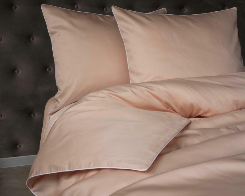 Pościel satynowa 160x200 Mako Satin 62 brzoskwiniowa z lamówką-4