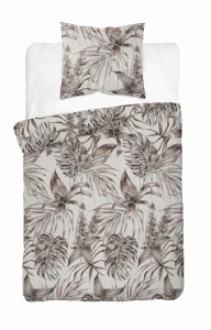 Pościel satynowa 140x200 Home Satin 54 beżowa liście-2